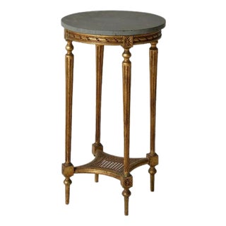 1950s Louis XVI Marble & Oak Side Table For Sale