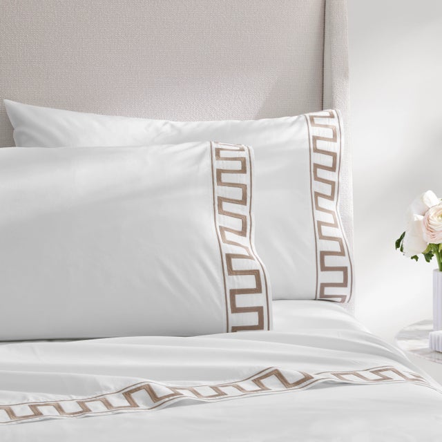 Textile Erin Gates x Kassatex Greek Key Standard Pillowcase, Set of 2 in Taupe For Sale - Image 7 of 7