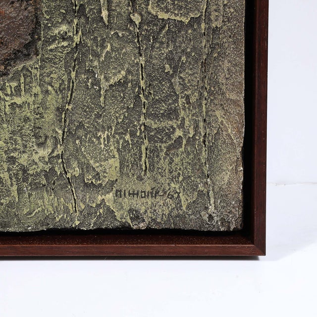 Mid-Century Modernist Textural Abstract Mixed Media Painting on Board For Sale - Image 4 of 12