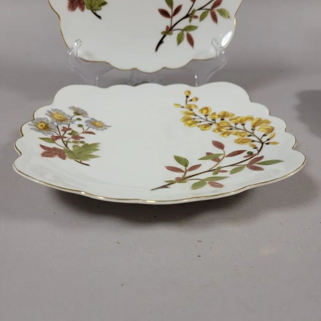 Modern Antique Square Luncheon or Dessert Plates With Flowers -Set of 4 For Sale - Image 3 of 4