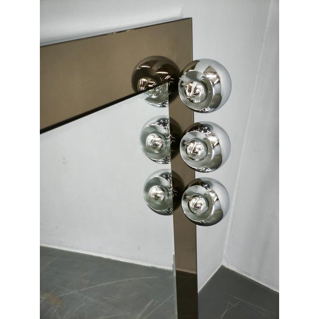 Space Age Italian Mirror with Six Chrome Eyeball Lights, 1970s For Sale - Image 10 of 12