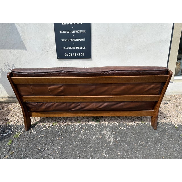 Very beautiful vintage living room from the 70s Brazilian brutalist style in leather and oak composed of a 3-seater living...