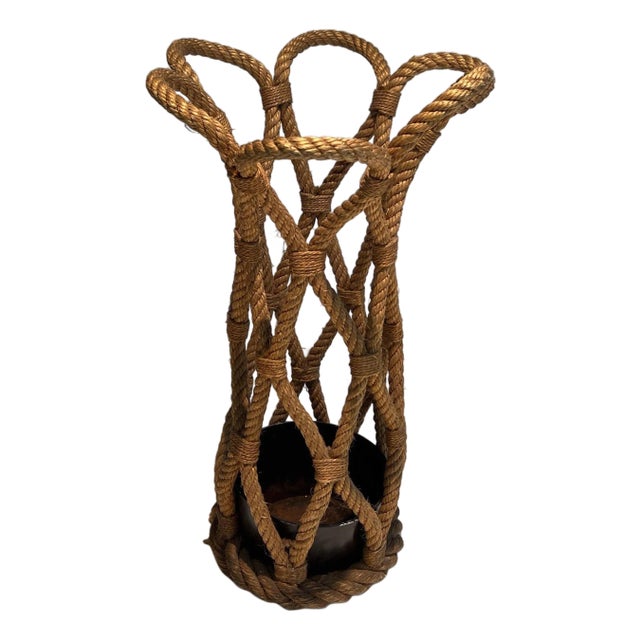 Rope Umbrella Stand. French Work by Adrien Audoux and Frida Minet. Circa 1970 For Sale