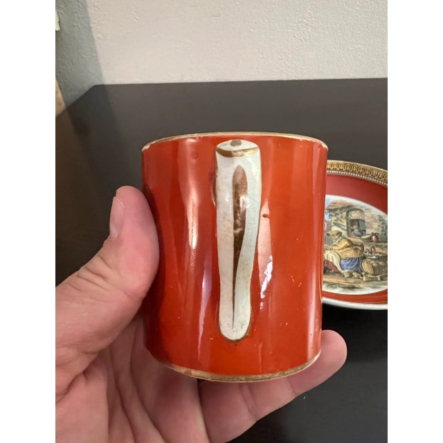 Antique Prattware Coffee Can With Saucer, English, Circa 1880's For Sale - Image 10 of 12