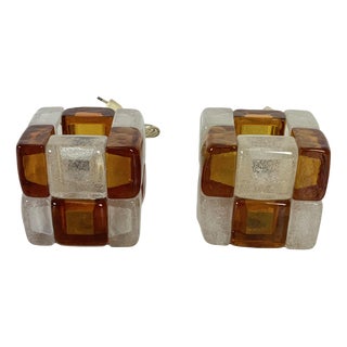 Murano Glass Table Lamps attributed to Albano Poli for Poliarte, 1970s, Set of 2 For Sale