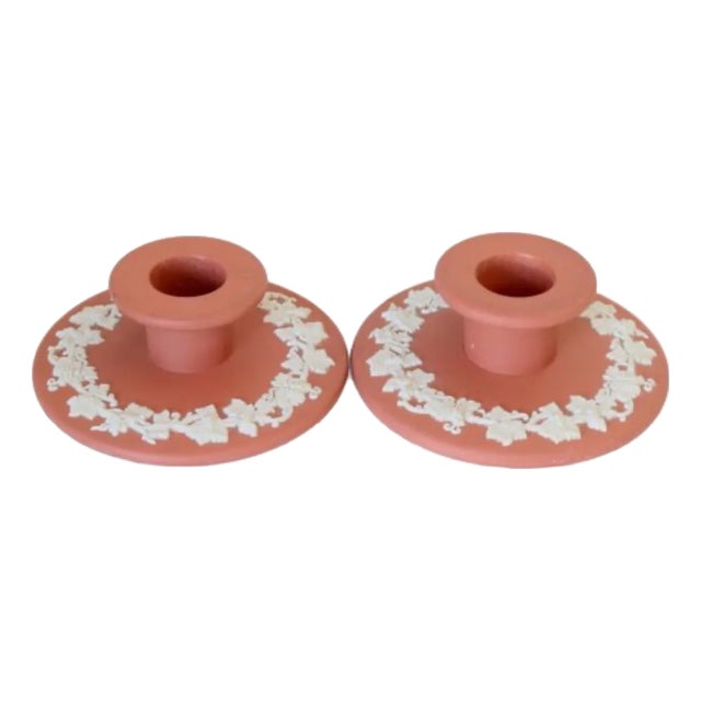 1950s Wedgwood Jasperware Candlesticks- a Pair For Sale