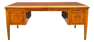 1920s French Art Deco Desk With Finely Inlaid Leather Top