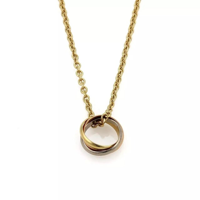 Cartier Trinity 18k Tri-Color Gold Ring Pendant Necklace For Sale In Miami - Image 6 of 6