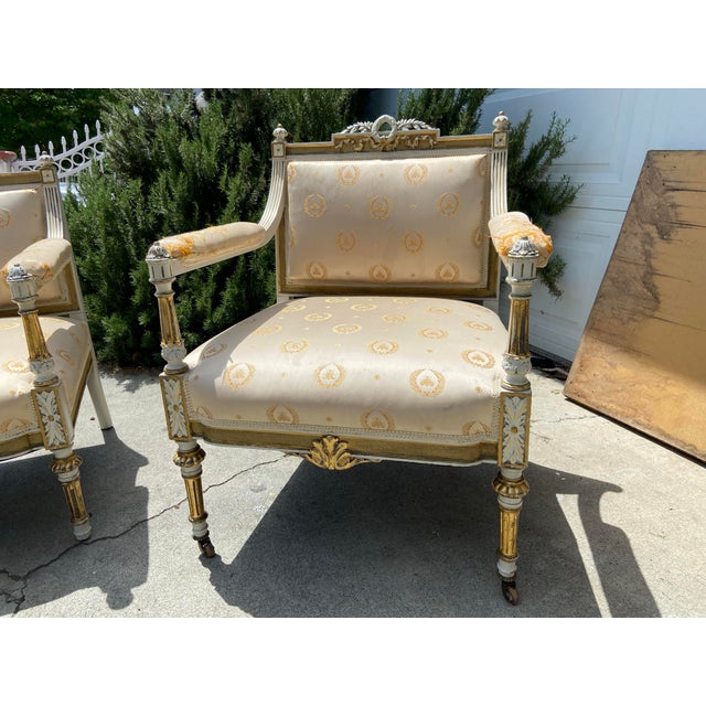 Late 19th Century 19th Century French Louis XV Style Gold Giltwood 3-Piece Parlor Salon Suite For Sale - Image 5 of 17