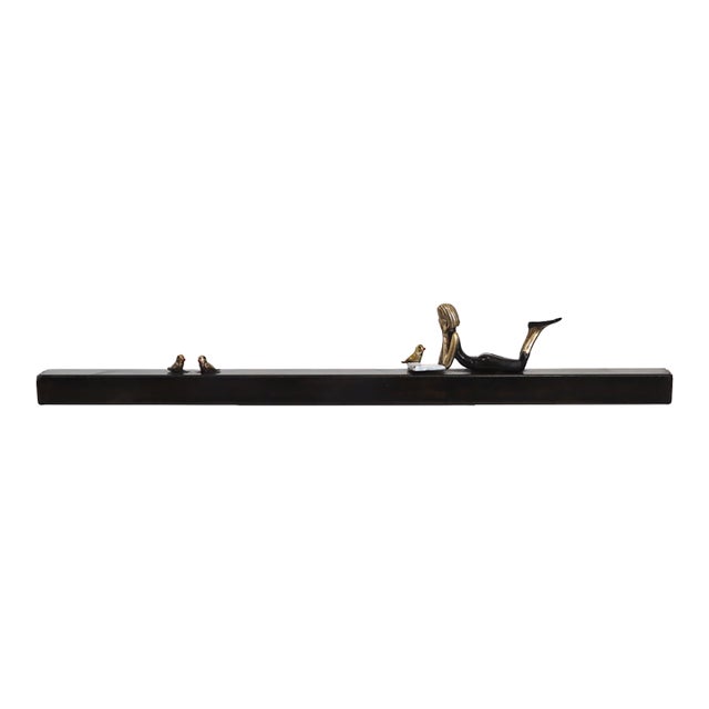 Shared Secrets 10 - Contemporary Figurative Bronze and Iron Wall Sculpture by Mireia Serra For Sale