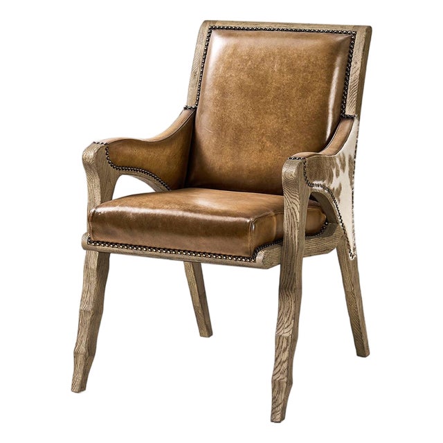 Rustic Western Leather & Hide Armchair For Sale