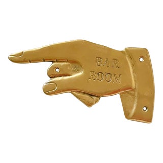 Mid-Century Solid Brass Bar Room Sign For Sale