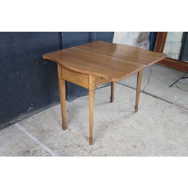 Antique American Sheraton Painted Grain Serpentine Flip Top Console Game Table For Sale - Image 9 of 15