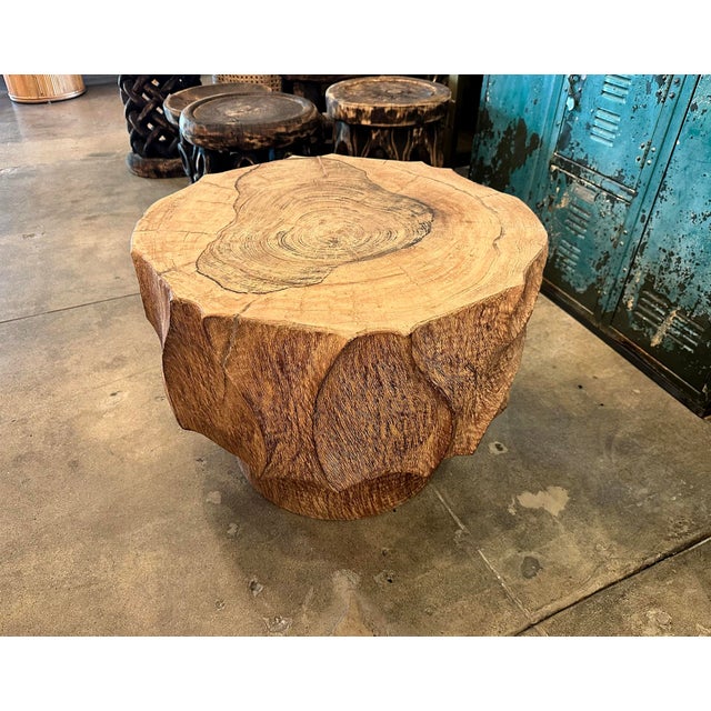 Contemporary Lychee Swirl Carved Side Table For Sale - Image 3 of 3