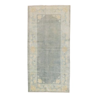 Zabihi Collection Antique Neutral Floral Chinese Peking Rug For Sale