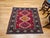 Vintage Tribal Square Rug, Hand-Knotted Wool, Geometric Medallions Pattern, 4x4, Red & Blue For Sale - Image 13 of 15