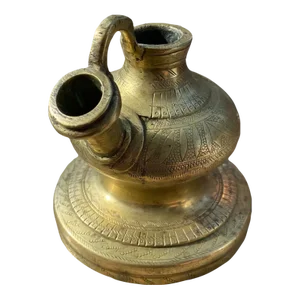 1920s Old Design Hand Engraved Brass Hukka Pot