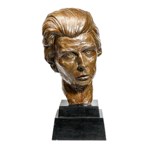 Large Mid Century Modern MCM Vintage Signed Bust Statue Sculpture of Woman Head