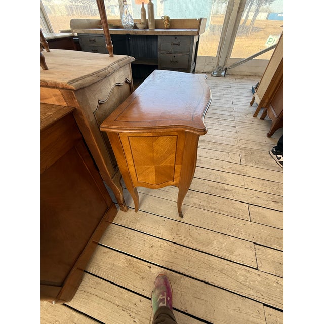 Wood 1910s French Louis XV Bleached Marble Top Chest of Drawer / Commode For Sale - Image 7 of 12