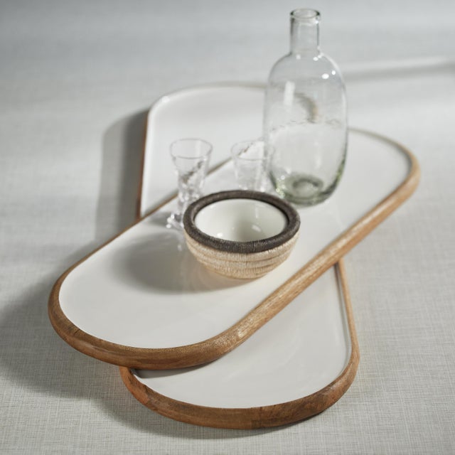 Petrolina Mango Wood Oval Serving Tray / Platter, Large For Sale - Image 4 of 5