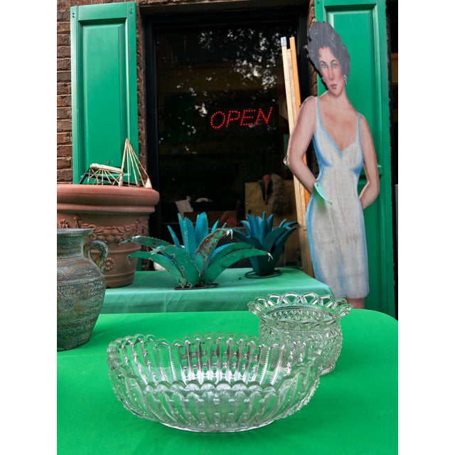 Up for consideration is a beautiful vintage pair of French glass lace bowls. These would look lovely in your home, and...