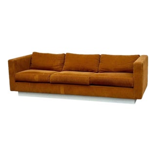 1970s Corduroy Tuxedo Sofa in Style of Milo Baughman For Sale