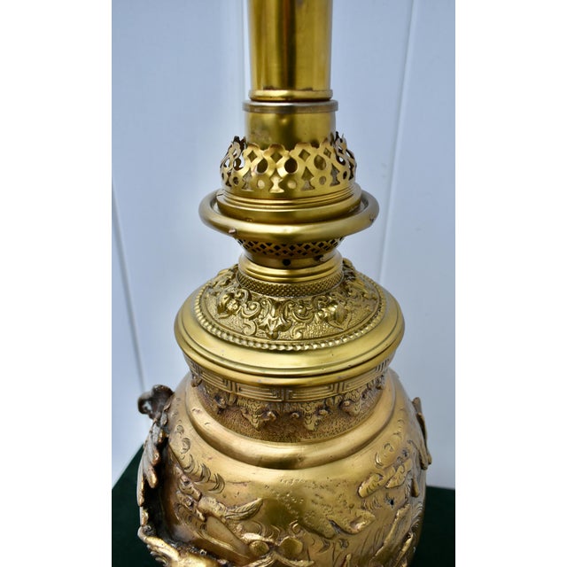 Antique Ornate Solid Brass Bird of Pardise Converted to Electric Lamp For Sale - Image 10 of 12