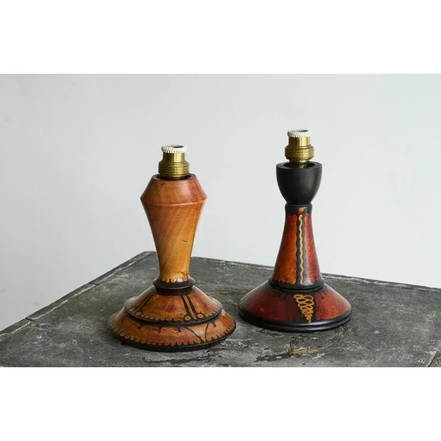 Hand Painted Amsterdamse School Table Lamps by H. Steinpatz, 1940s, Set of 2 For Sale - Image 8 of 11
