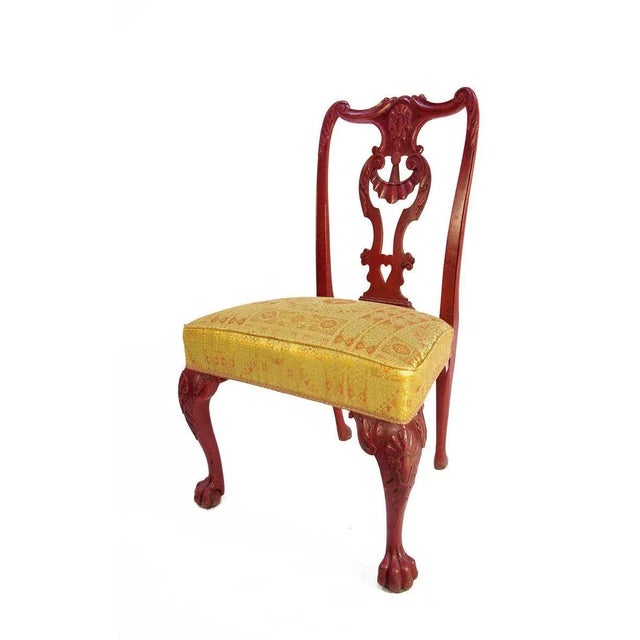 Set of Chippendale Style Red Lacquered Rosewood Chairs, 1880s For Sale - Image 9 of 9