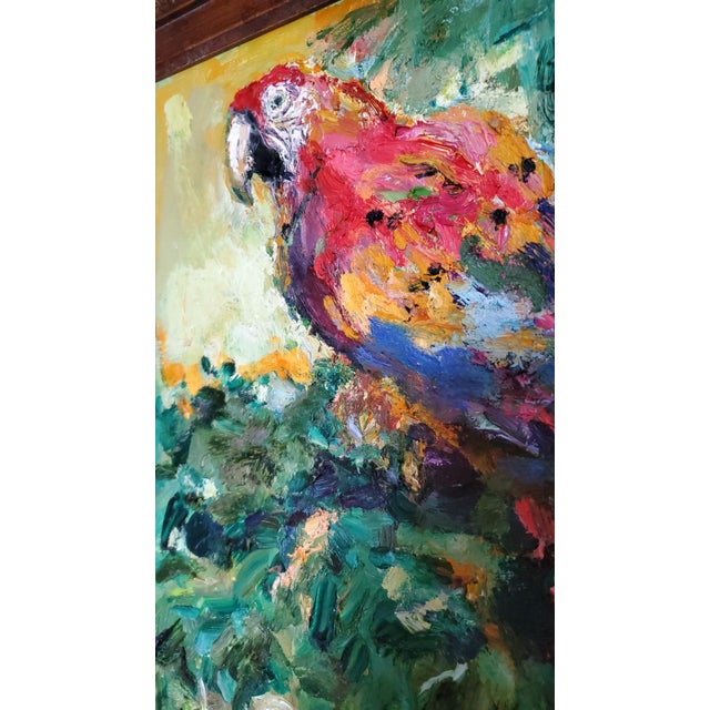 Monet Oil Painting Parrot Impasto For Sale - Image 4 of 17