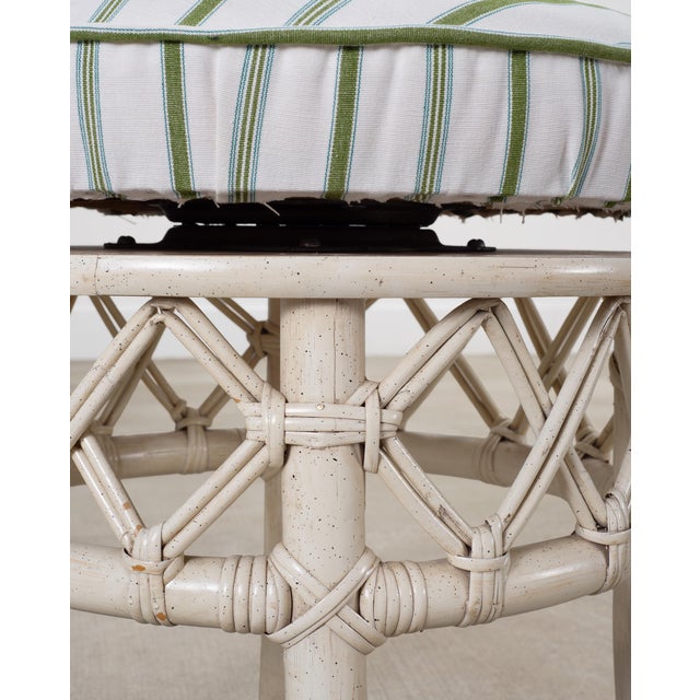 20th Century Round Rattan Swivel Ottoman Stool by Ficks Reed For Sale - Image 12 of 18