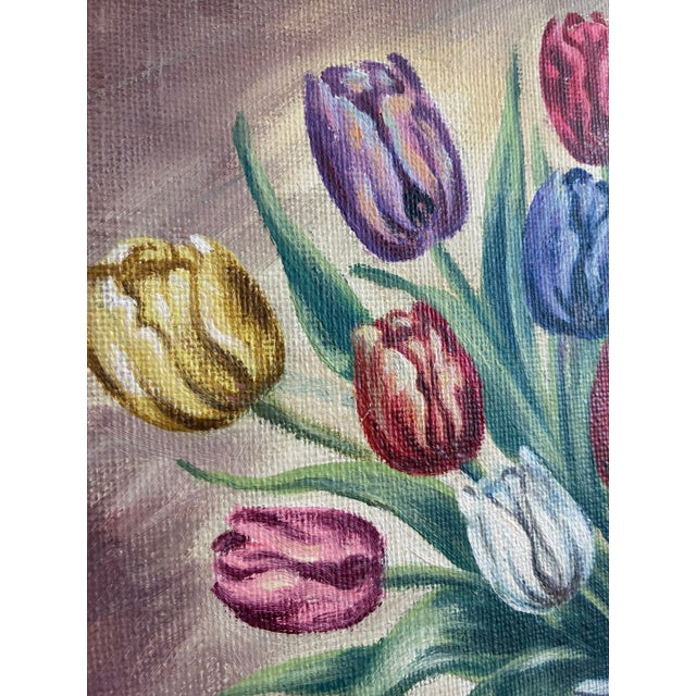Traditional Vintage Original Flower Oil Painting, Floral Still Life Wall Art For Sale - Image 3 of 11
