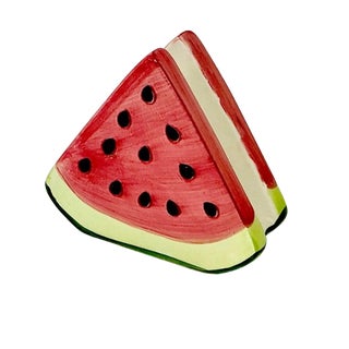 1980s Vintage Americana Boho Chic Arts & Crafts Trompe L’Oeil Watermelon Napkin/Letter Holder. For Sale