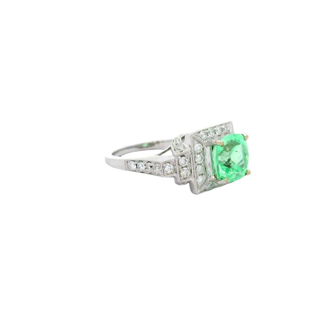 2.46 Carat Tsavorite Garnet Diamond 18k White Gold Ring, Gia Certified For Sale - Image 4 of 7