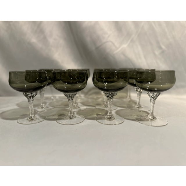 Glass 1960s Mid-Century Sasaki Smoked Crystal Bar Glasses- Set of 24 For Sale - Image 7 of 8