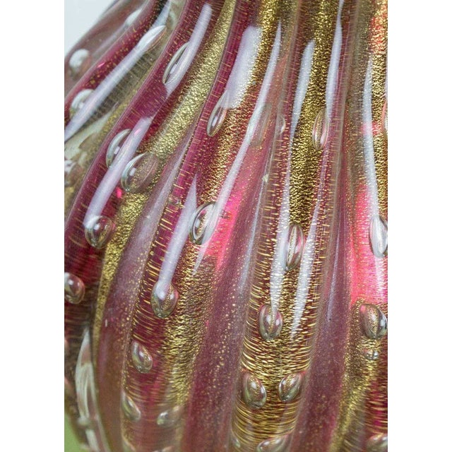 Mid-Century Modern Italian Mid-Century Murano Glass Table Lamp With Gold Inclusions and Marble Base For Sale - Image 3 of 9