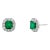 Emerald Shaped Emerald Diamond 1.20 Carat Halo 14 Karat White Gold 0.32 Inch Earrings - 2 Pieces For Sale