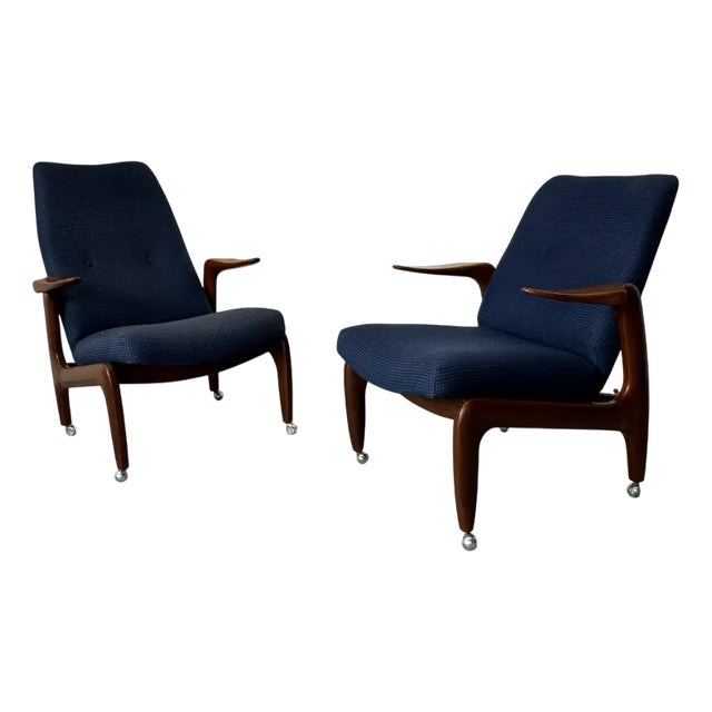 Mid-Century Danish Modernist Teak Lounge Chairs, 1960s, Set of 2 For Sale