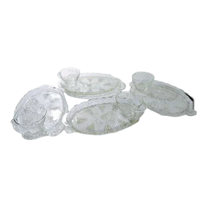 Vintage Anchor Hocking Grape Cluster Snack Plates and Cups Set- 8 Pieces