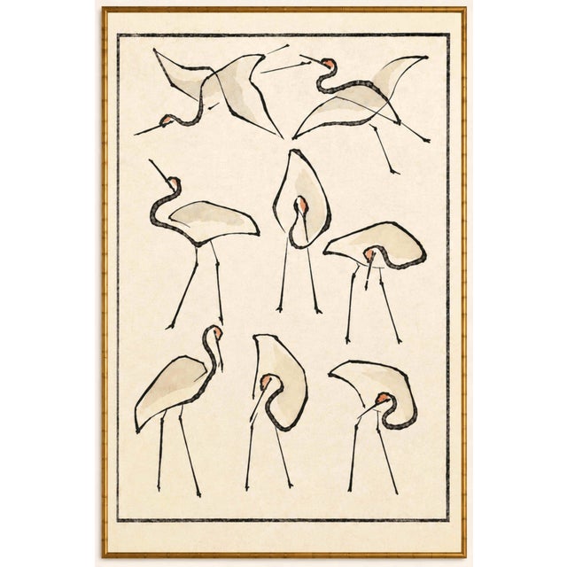 Crane Studies I & II by Katsushika Hokusai, Japanese Art Print Diptych, 32" X 48" For Sale - Image 4 of 10