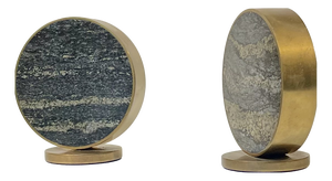 Mid-Century Modern Salt & Pepper Shakers in Natural Stone and Brass from Saulo Norway, 1960s, Set of 2
