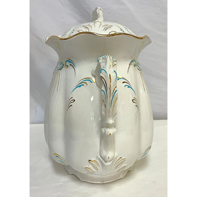 Vintage Large Lidded Porcelain Tureen With Gold and Blue Accents For Sale - Image 4 of 12