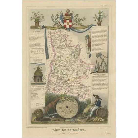 Antique Map of the Department of Drôme For Sale - Image 6 of 6