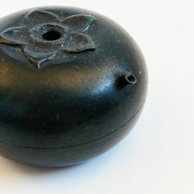 Vintage Japanese Cast Iron Persimmon Suiteki Water Dropper For Sale In San Francisco - Image 6 of 7