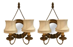 1910 Mirrored and Giltwood Two Light Bullseye Sconces, NYC - A Pair