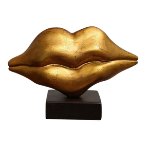 2017 “Golden Lips” Contemporary Gold Color on Bronze Bread Sculpture by Nana De La Fuente