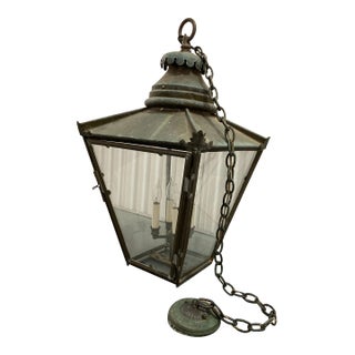 Late 19th Century Black Copper/Verdigris Hanging Lantern For Sale
