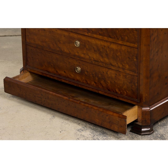 19th Century French Louis Philippe Burl Walnut Commode W/ Carrara Marble For Sale - Image 17 of 18