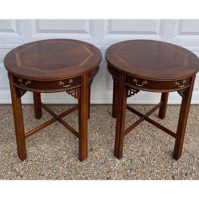 Late 20th Century Lane Alta Vista Solid Mahogany Round Accent Side ...