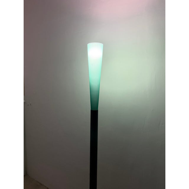 Koch and Lowy Postmodern Green Glass and Steel Floor Lamp, 1990s For Sale - Image 11 of 14